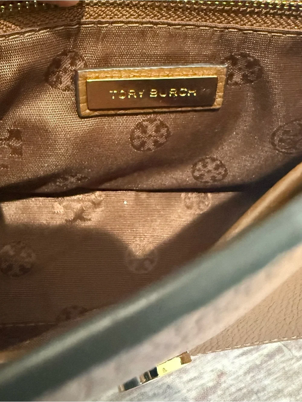 Tory Burch Cognac Pebbled Leather Messenger Bag